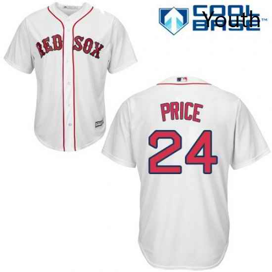 Youth Majestic Boston Red Sox 24 David Price Replica White Home Cool Base MLB Jersey
